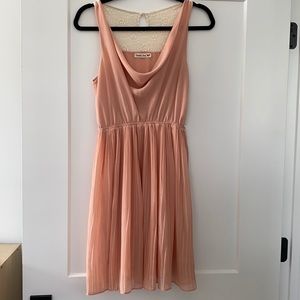 Double Zero Peach and Cream Crochet Pleated Dress